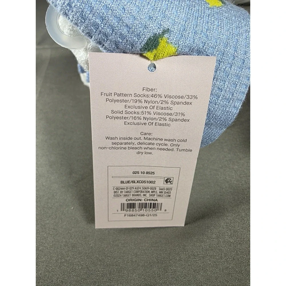 Women's Lemons 2pk Crew Socks with Ruffle Cuff - Auden Blue/White 4-10‎